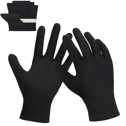 20 Pairs Large Archival Photo Gloves, Black Work Gloves For Handling Art Working Photography Men & Womens Cloth Gloves Liners Bulk for Handling Jewelry, Film, Photo, Coin Metal Inspection