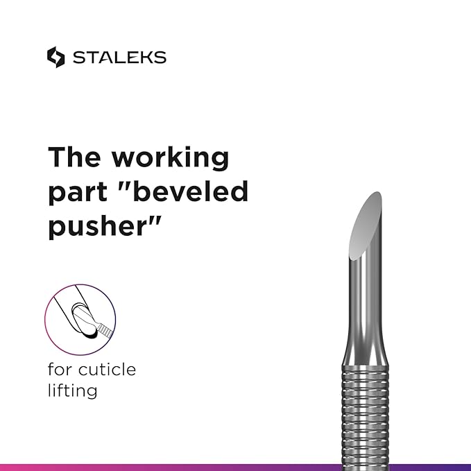 Staleks Pro EXPERT 51 Manicure Pusher Type 2 – Beveled Pusher and Loop End – Stainless Steel – Professional Tool for Cuticle Work