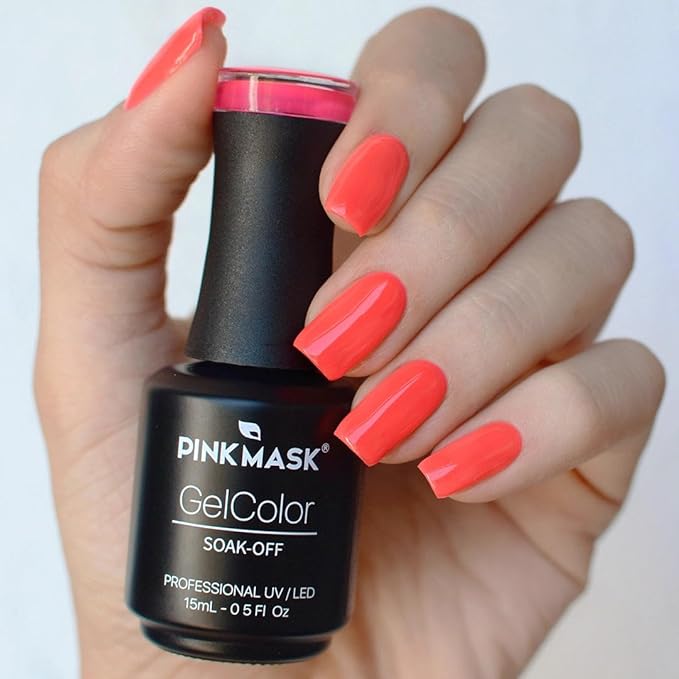 PINK MASK Gel Color Nail Polish Red John 15ml / o.5 oz - UV/LED Gel Polish, Non Wipe, Long Lasting, Soak Off Formula