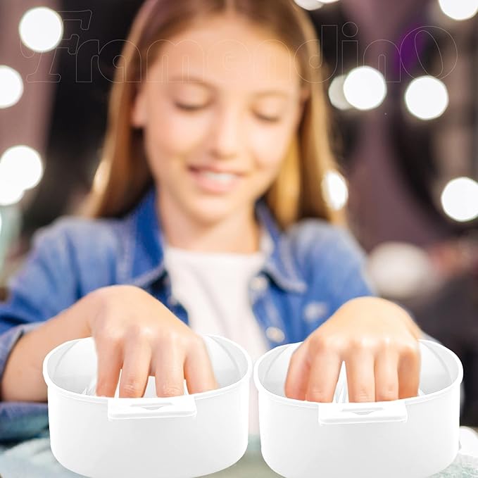 Framendino, 2 Pack White Nail Soak Tray Manicure Bowl Soaker Bowls