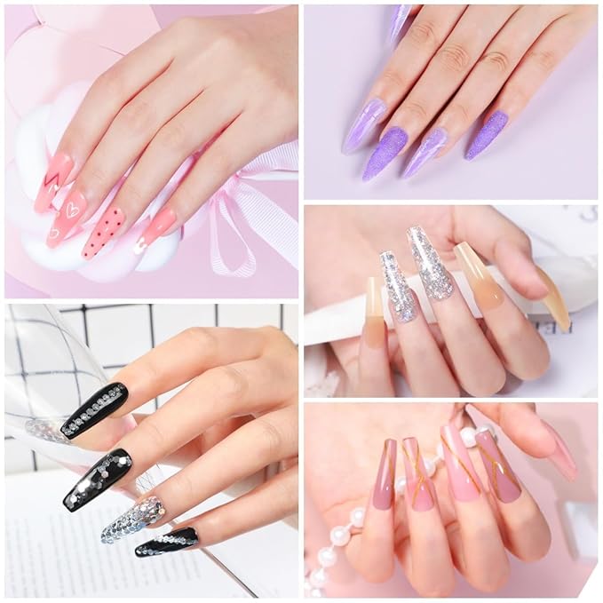42Pc Poly Nail Gel Kit, 15 Colors Nude Pink White Clear Poly Nail Extension Gel with Nail Lamp Starter Kit Slip Solution 12Pc Nail Decorations Top Coat Manicure Kit Gifts for Women