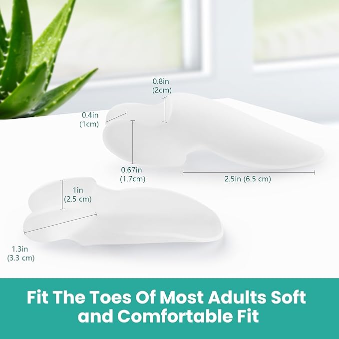 Welnove Bunion Cushion Protector, 8 Pack Aloe Vera Extract Infused Bunion Corrector with Separator, Gel Bunion Shield for Foot Pain Relief, Calluses, Relieve Foot Pain from Friction(White)