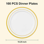 BESTSTAR 100PCS White Plastic Plates - Image 2