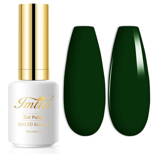Imtiti Green Gel Nail Polish, 0.5 fl oz Emerald Color Soak Off Polish for Nail Art Manicure Salon DIY, Lamp Design Christmas Decoration