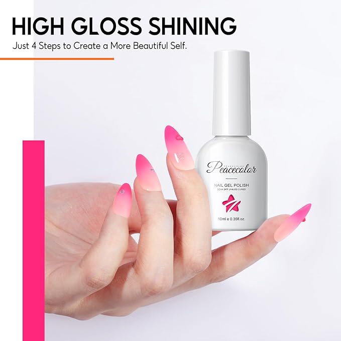 Peacecolor Neon Gel Nail Polish Set, 10ml Fall Gel Polish Bright Hot Pink Orange Yellow Purple Green Blue Vibrant Soak Off U v LED Gel Nail Art Manicure Gifts for Women DIY Salon