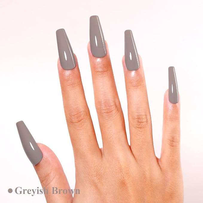 Imtiti Brown Gel Nail Polish, Greyish Brown Gel Polish High Gloss Soak Off UV LED Autumn Winter Art Manicure Salon DIY Design 10ML