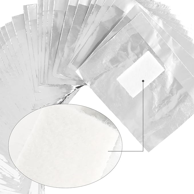 Nail Polish Remover Wraps, Aluminium Nail Foil Wraps, Nail Art Soak off Gel Polish Remover with Pre-Attached Lint-Free Cotton Pads for Removing Nail Polish (500 PCS)