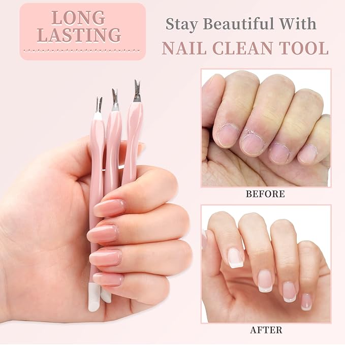 50Pcs Nail Cuticle Trimmer Rubber Nail Cleaner, Plastic Handle Cuticle Knife, Double End Nail Dead Skin Fork Cuticle Pusher Bulk Nail Art Cuticle Remover Tools for Girls Women and Men-Rose…