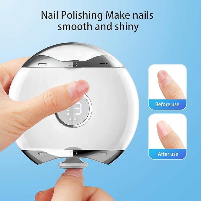 Electric Automatic Nail Clipper with LED Light & 3 Speeds,Fingernail Cutter and Polisher and Exfoliating 3 in 1 Design,Nail Scraps Storage Rechargeable Safety Fingernail Trimmer for Seniors and Adult