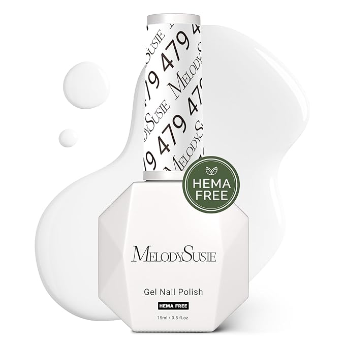 MelodySusie Hema Free Gel Nail Polish, 0.5 Fl Oz Thick White Gel Polish, Non Toxic, Long Lasting, Soak Off UV Nail Polish, Manicure Nail Design Salon DIY Nail Art at Home 479