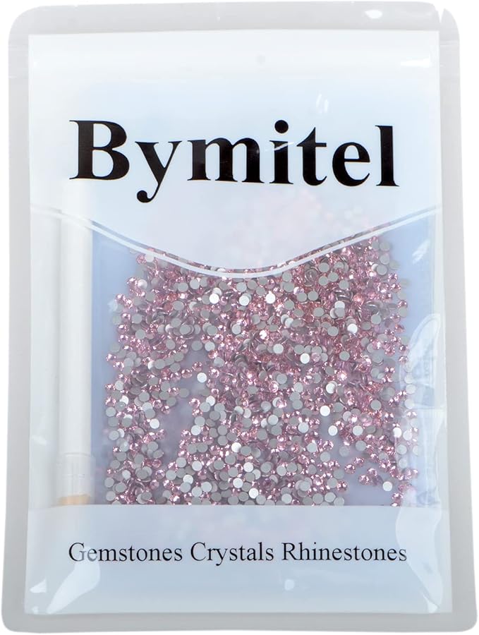 2880PCS Art Nail Rhinestones Non Hotfix Glue Fix Round Crystals Glass Flatback for DIY Jewelry Making with one Picking Pen (ss8 2880pcs, Lt. Rose)