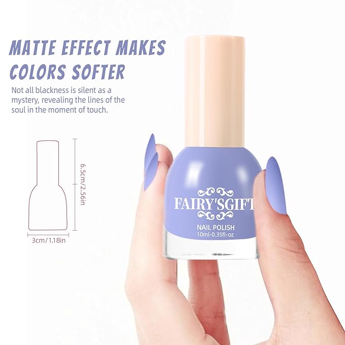 Matte Nail Polish Quick Dry Nail Lacquer for Nail Art Varnish, Mist Effect Matte Finish Velvet Nail Polish, 0.35 fl oz (Sky Blue-18, 10 ML)