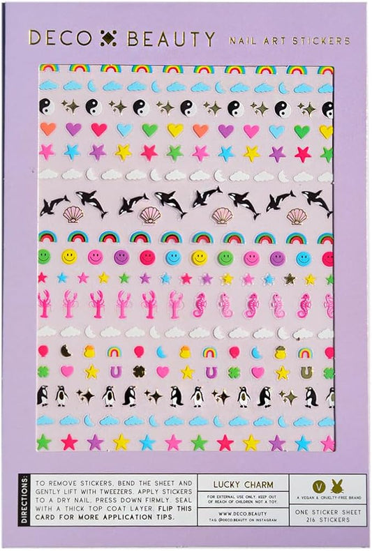 Deco Beauty Lucky Charm Nail Stickers - Trendy, Long-Lasting Nail Art Decals – Easy DIY Application for Salon-Quality Manicures