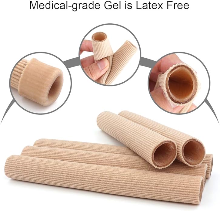 Dr. Foot's Toe Tubes-3 Pcs-Fabric Sleeve Protectors with Gel Lining Pad The Toes to Prevent Corn, Callus & Blister-Bunions Sore Corns Hammertoes Gel Toe Separators Protector