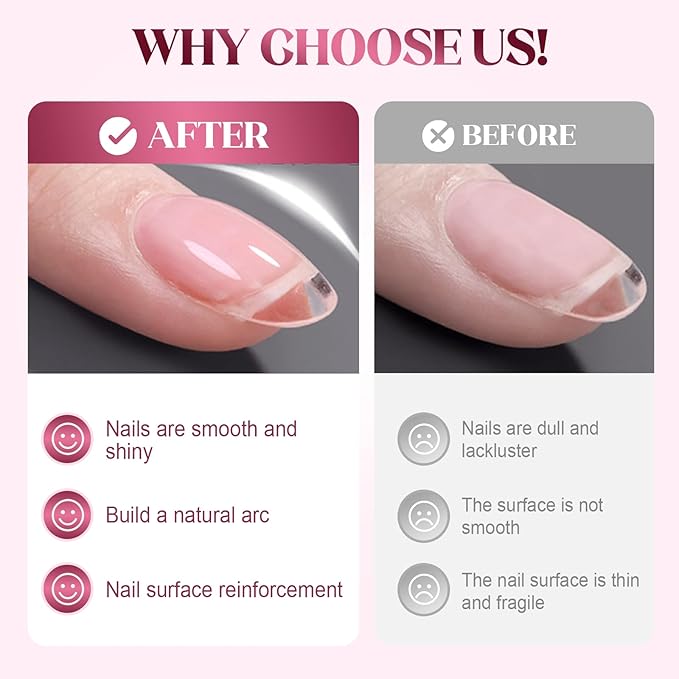 2-In-1 Self-Leveling Nail Gel for Builder, Multi-Purpose Nail Repair Gel for Damaged Nails, Cracked Nail Repair Kit for Split Nails, Easy & Quick to Fix Strengthening Broken Nails for Women (1pc)
