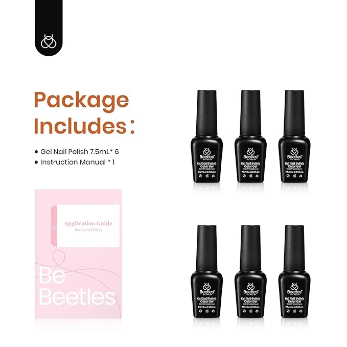 Beetles Fall Gel Polish - Fall Glimmer 6 Colors Jelly Polish Set, Tortoise Brown Orange Blue Green Jelly Colors Nail, Soak Off LED UV Curing Manicure Kit Gift for Women