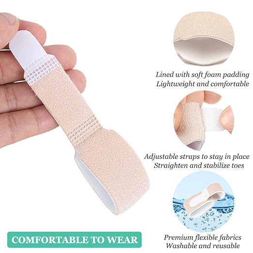 Hammer Toe Straightener Corrector (10Pack), Broken Toe Wraps with Soft Padded for Women & Men Pain Relief, Big Toe Splint Protectors for Overlapping/Crooked/Curled Toes and Align Hallux Valgus