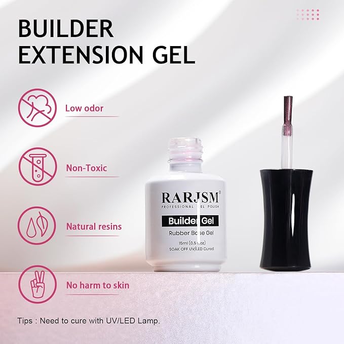 RARJSM Gel Builder Nail Polish Purple Pearl Hard Gel in a Bottle Red Mermaid Shell Glitter Pearlescent Thick Extension Structure Gelpolish for Nails 15ml Soak Off Curing Requires Salon Home DIY