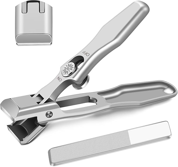 Toenail Clippers for Ingrown Thick Toenails, Large Toe Nail Clippers for Men with Catcher, Heavy Duty Straight Nail Clippers for Seniors with Long Handle & Safety Lock