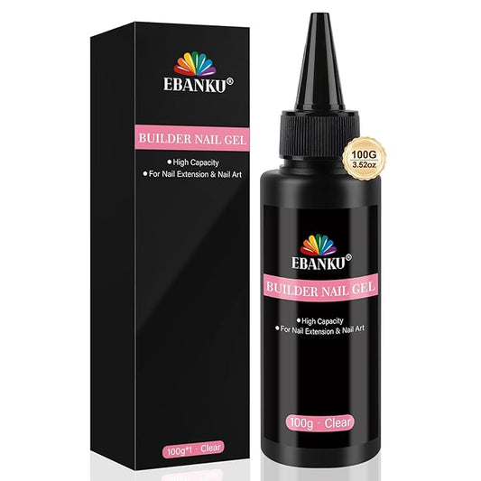EBANKU 100ml Builder Gel for Nails Clear, Strengthener Gel Color Hard Builder, Nail Apex Building Soak off Long Lasting for DIY Art Manicure