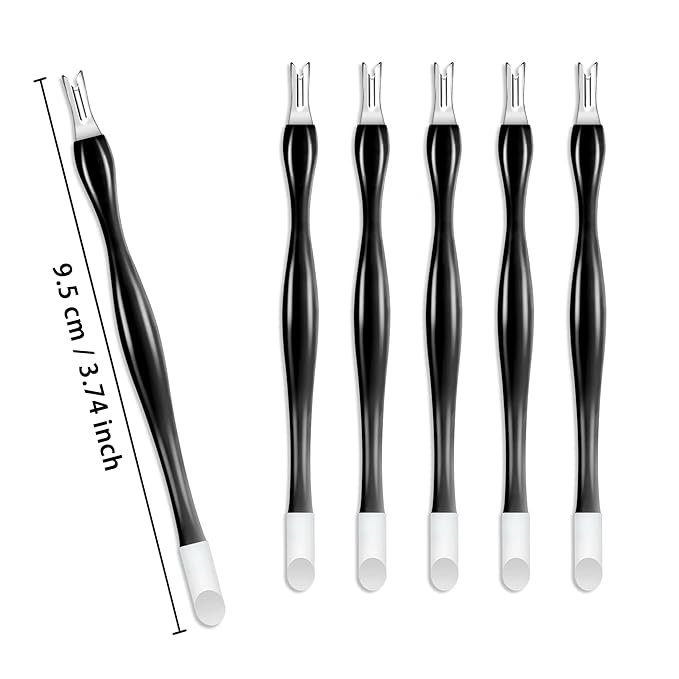 Allstarry 30 Pieces Nail Cuticle Trimmer Remover Rubber Nail Cleaner Double Head Dead Skin Cuticle Knife Removal Fork Plastic Handle Cuticle Pusher Nail art Tools for Girls Women and Men - Black