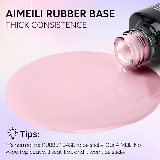 AIMEILI Rubber Base Gel Nail Polish, Hema Free, Cruelty Free, Vegan, Builder Nail Gel Base Coat Soak Off Nail Art Design - RB1021 8ml