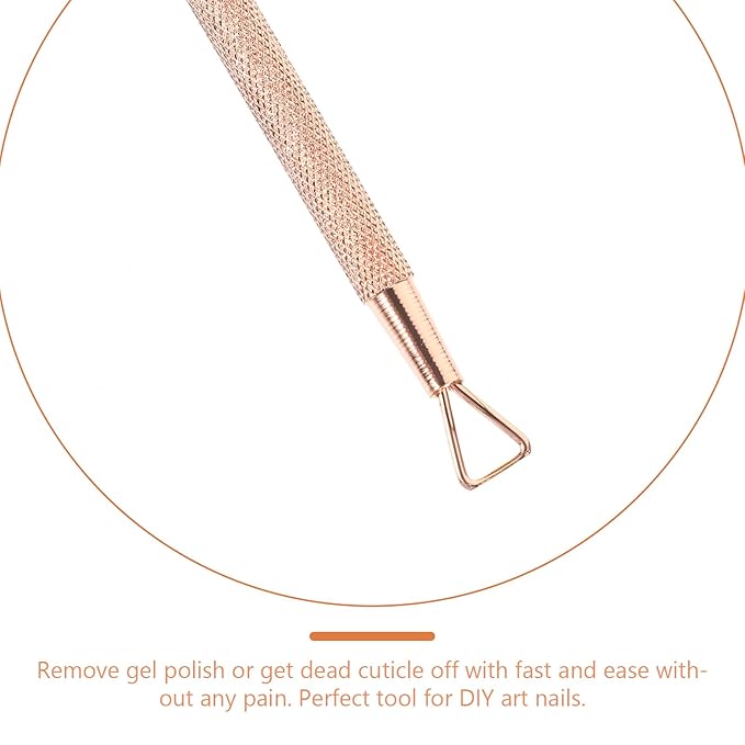 Uonlytech 4 Pcs Stainless Steel Cuticle Pusher Triangle Cuticle Peeler Scraper Gel Remover Nail Polish Nail Art Remover Tool for Manicure Beauty Salon(Rose Golden)