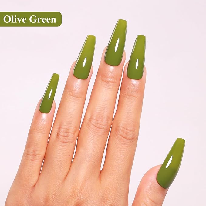 Imtiti Green Gel Polish, 15ML Olive Green Soak Off LED UV Gel Polish for Autumn Winter, DIY Nail Art Starter Manicure Salon Kit