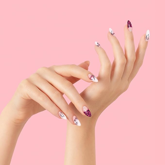 Semi Cured Gel Nail Strips-Salon Quality Semi-Cured Gel Press On Nails Stickers Strengthening Quick DIY Nail Art Manicure Kits for Women at Home(Disco Leopard)