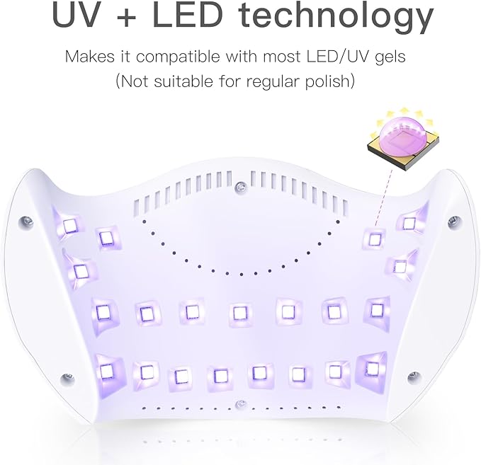 Gel UV LED Nail Polish Lamp, LKE Nail Dryer 40W LED Light with 3 Timers Professional for Nail Art Tools Accessories White