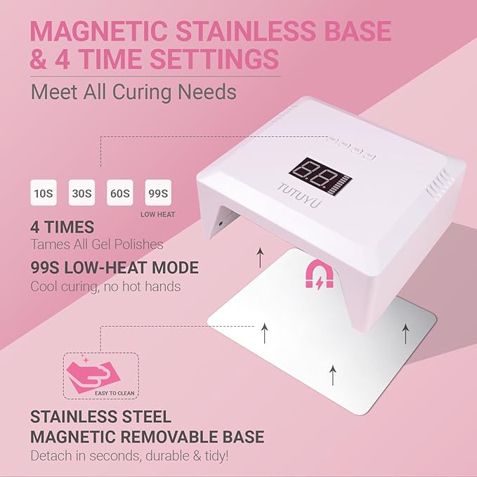 UV Nail Lamp for Gel Polish, 4 Timer, 30 LEDs,72W Hight Power,Compact Design with Smart Sensor & Removable Magnetic Reflective Base, Home DIY & Salon Professional Nail Dryer