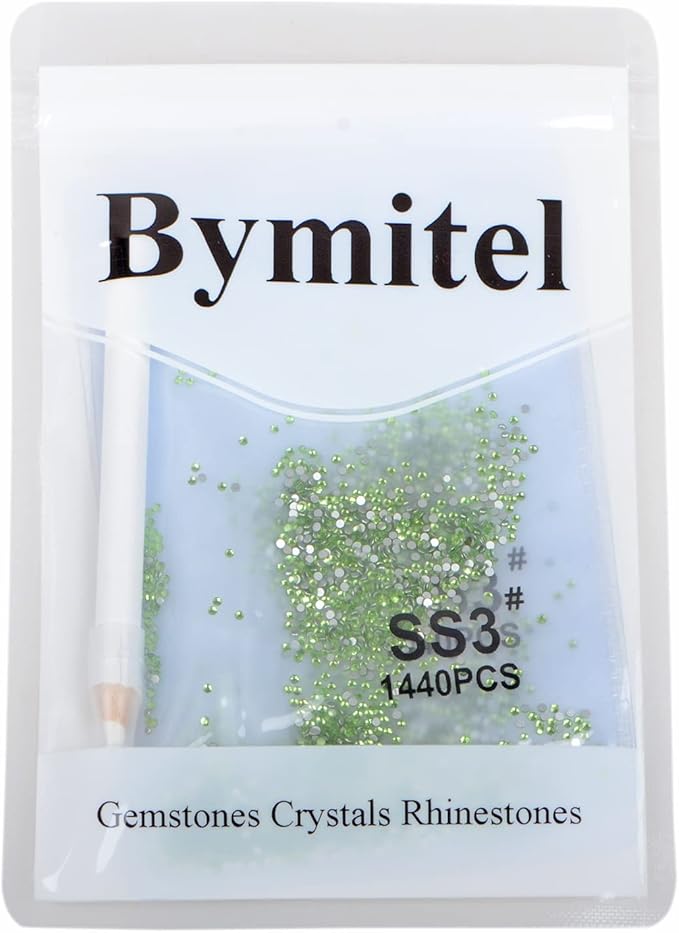 2880PCS Art Nail Rhinestones Non Hotfix Glue Fix Round Crystals Glass Flatback for DIY Jewelry Making with one Picking Pen (ss3 2880pcs, Peridot)