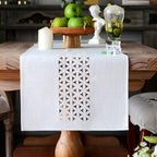 ARTABLE Off White Farmhouse Fabric Table Runner Finished Edge 16 x 70 Inch | by ARTABLE