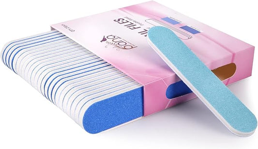 25PCS Mini Size PANA Professional Double Sided Nail Files - Blue, 80/80 Grit - Emery Board Nail Buffering File Manicure Pedicure Nail Polisher Washable
