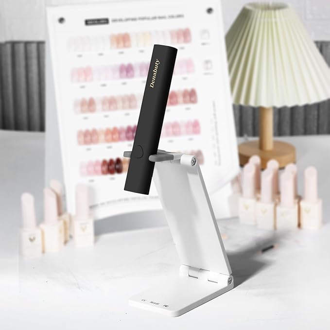 UV Light for Gel Nails, Denabuty Mini U V LED Nail Lamp Handheld with Stand, Portable Nail Dryer Rechargeable USB Cordless, Nail Light with 2 Timers for Fast Drying, Black