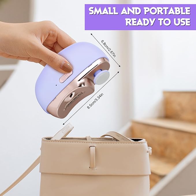 Electric Nail Clipper,2 in 1 Automatic Nail Trimmer with Polishing,Portable Fingernail Cutter 2 Speeds File Nail Clip Storage Rechargeable Safety Trimmer for Baby, Kids, Adults, Seniors (Purple)