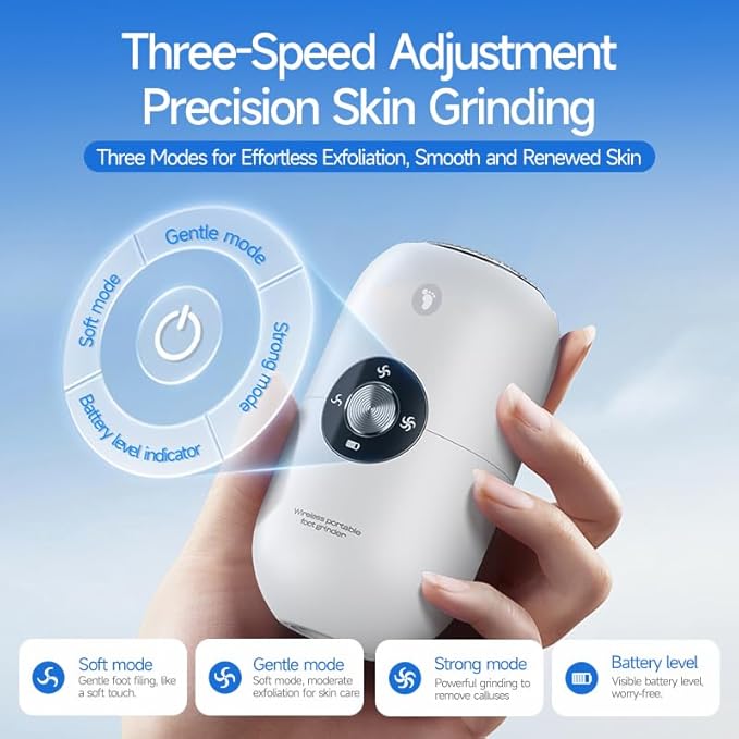Electric Foot Callus Remover for Women Men, Electric Foot File with Stainless Steel Heads, Rechargeable Callus Remover for Feet, Portable Feet Grinder for Cracked Dry Heels, Dead Skin Calluses