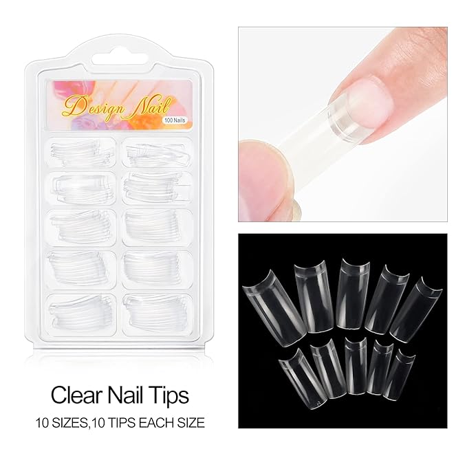Acrylic Nail Kit with Drill with U V Light Clear/White/Pink Acrylic Powder Professional Nail Kit for Beginner with Everything 100PC Tips Brush Starter DIY Home Salon