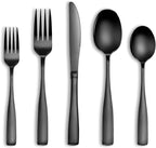 40 Pcs Black Silverware Set, Stainless Steel Flatware Set by WISKEMA