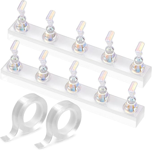 Etercycle Nail Stand for Press On Acrylic Nails Art Display Stand Nail Holder for Painting Magnetic Nails Stand with Double-sided Tape for Home DIY Salon Supplie (Clear)