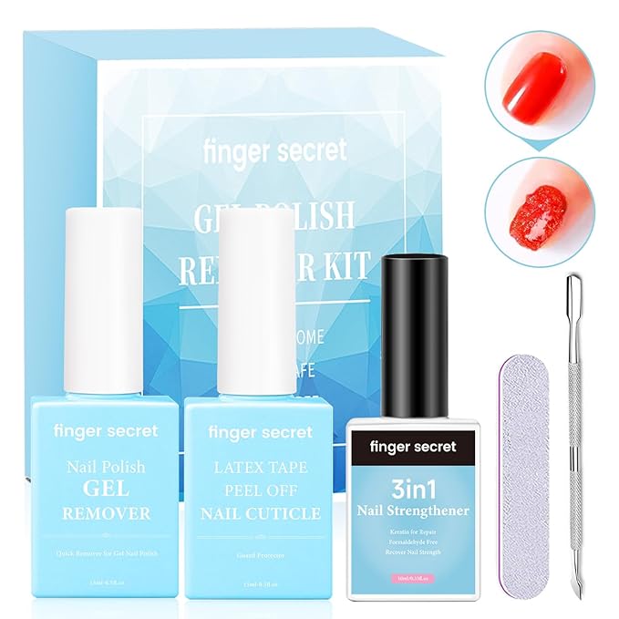 Nail Polish Gel Remover Kit - Removes Gel Polish Easily, Liquid Latex for Nails,Strengthens Weak nails,with Perfect Manicure.Convenient and Portable for All Your Nail Care Needs.