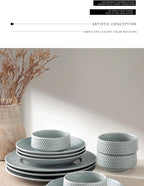 4-piece set, embossed B design plate and bowl set, microwave and dishwasher - Image 3