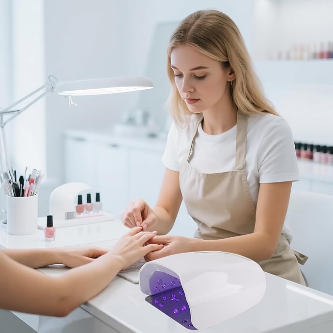 126W Cordless Rechargeable UV LED Nail Lamp,Professional UV Light for Gel Nails Gel Curing Lamp with 4 Timer Setting Auto Sensor, LED Nail Dryer for Fingernail and Toenail Home (WHITE01)