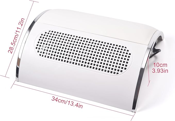 Nail Dust Collector for Acrylic Gel Nails Removal, with 3 Exhaust Fan, Powerful 20W Nail Dust Vacuum Cleaner for Nail Art Salon & Home Use, with 2 Reusable Storage Bags, White