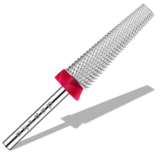 Depvko Super Long 5 in 1 Nail Drill Bits, 3/32'' Carbide Tungsten Bits, Two Way Rotate Professional Advanced Safety Bits for Nail, Fast Remove for Manicure Pedicure (Long 5in1-Silver, Fine-F)