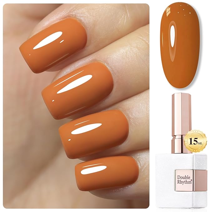 Double Rhythm Gel Polish 15ML Jelly Sheer Pastel Light Milky Color Pearl White Bottle 1 PC 0.5 OZ Full Size Nail Art Salon at Home (Brown Nude-D1447)