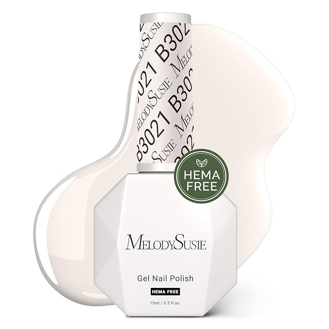 MelodySusie Hema Free Gel Nail Polish, 0.5 Fl Oz Thick Milky White Gel Polish, Non-Toxic, Long Lasting, Soak Off UV Nail Polish, Manicure Nail Design Salon DIY Nail Art at Home B3021