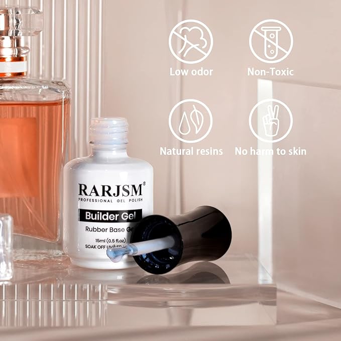 RARJSM Gel Builder Nail Polish Pearl White Hard Gel in a Bottle Mermaid Shell Glitter Pearlescent Thick Extension Structure for Nails 15ml Soak Off Curing Requires Salon Home DIY Beginer Use