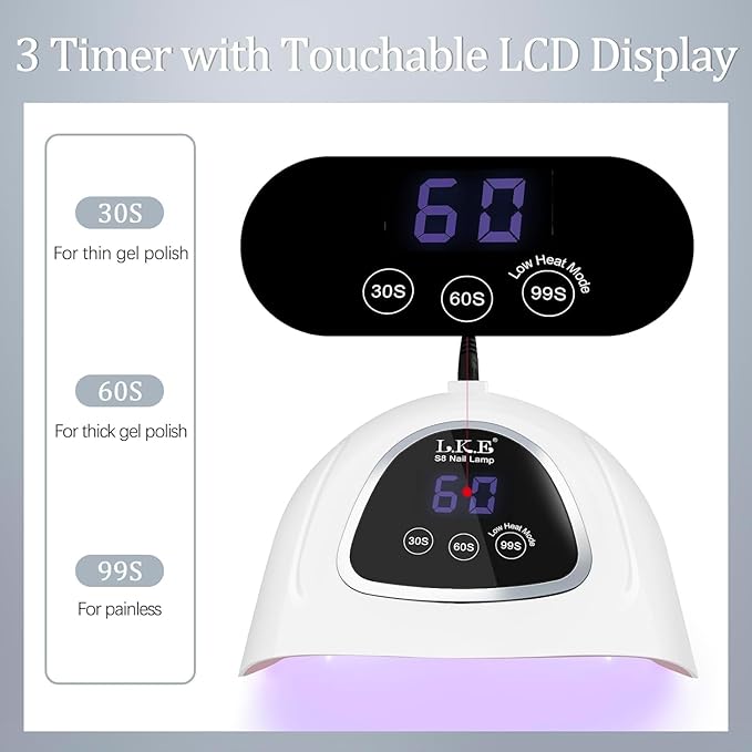 UV Nail Lamp, LKE 72W UV LED Nail Lamp Nail Dryer UV Light for Nails with 3 Timer Setting & LCD Touch Display Screen for Home and Salon Use