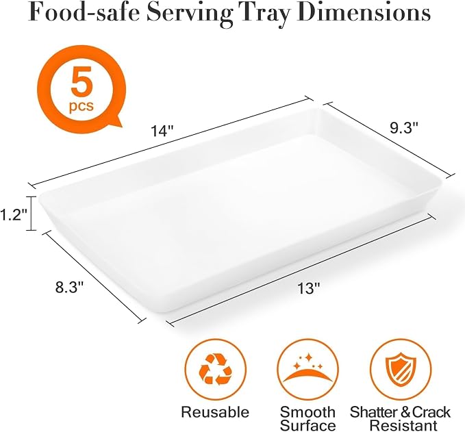 WOWBOX 5 pcs Serving Tray for Entertaining, Serving Platters for Fruit - Image 2
